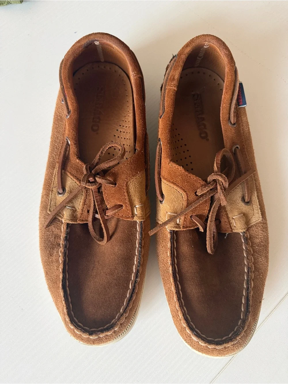 Sebago Tan Leather Deck Suede Loafers